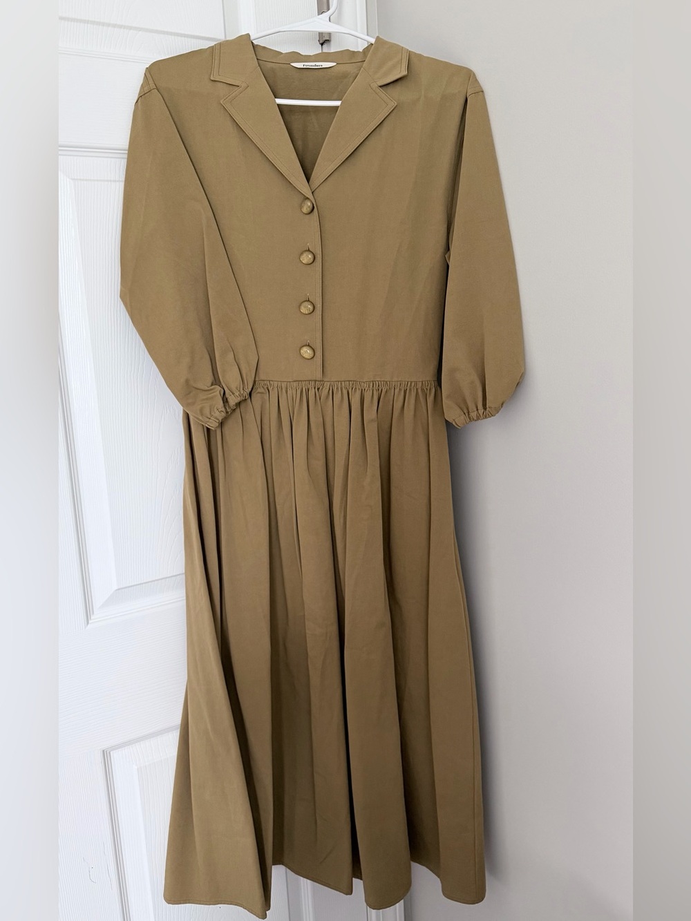 NWOT Korea Retro-Inspired Mustard Yellow Crystal Button Dress